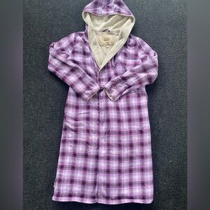 UGG Purple Plaid Checkered Hooded Lined Robe
